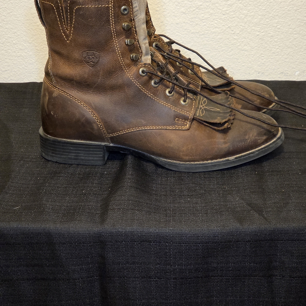 Womens Ariat Boot Barn Brown Roper Lace Up Boots 9.5 - Picture 3 of 6